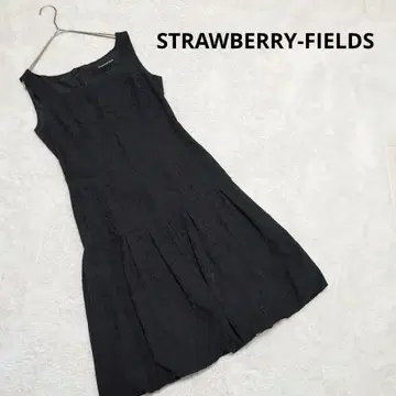 STRAWBERRY-FIELDS 올 패턴 슬리브리스 벌룬 원피스 블랙