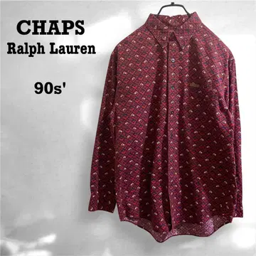 90s CHAPS 랄프 로렌 올 패턴 긴팔 버튼 다운 셔츠 패턴 셔츠