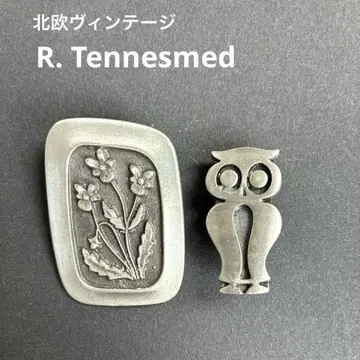 R. Tennesmed 북유럽 빈티지 백랍 브로치 2개 세트