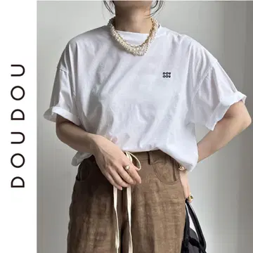 새상품 DOUDOU DD 자수 숏 기장 TEE 두두 화이트 티셔츠