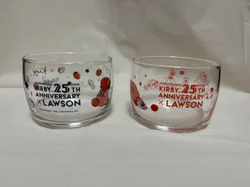 커비 25주년 LAWSON 콜라보 유리 보울 2개 세트