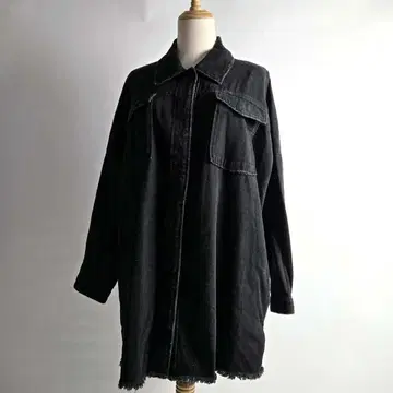 자라 선염 그런지 블랙 데님 오버 셔츠 자켓 빅 실루엣