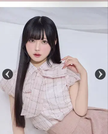 미셸 마카롱 체크 리본 블라우스 핑크