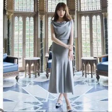 드레이프 네크라인 롱 니트 드레스 herlipto