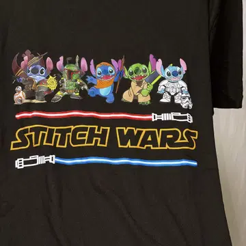 STITCH WARS 블랙 티셔츠 스티치 스타 워즈 XL