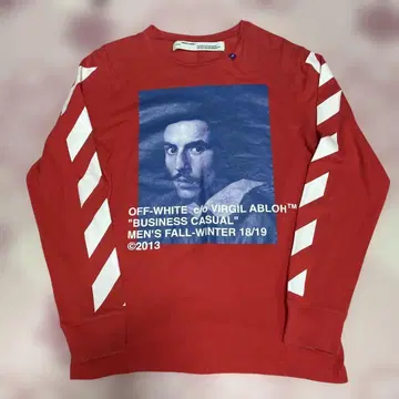 OFF-WHITE 레어 긴팔 티셔츠 남성용 2013년 빨간색
