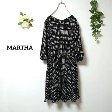 MARTHA 무릎 기장 올 패턴 원피스 백 리본 L