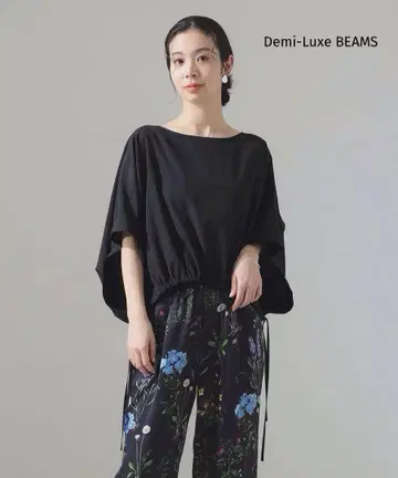 빔즈 드로스트 사이드 리본 블라우스 블랙