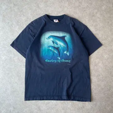 90s Human-i-Tees 돌고래 애니멀 티셔츠 빈티지 구제 의류