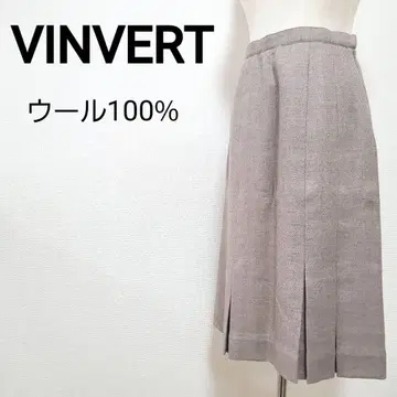 VINVERT 울 100% 안감 부착 무릎 기장 턱 스커트