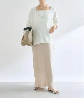 리브 드와 큐프라 바이어스 스커트 베이지 38