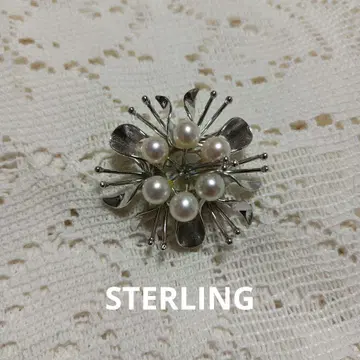 펄 장식 플라워 STERLING 브로치/넥리스 탑