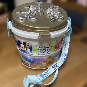 레트로 팝콘 바스켓 도쿄 디즈니 리조트 25주년 스트랩 포함