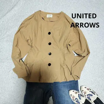 UNITED ARROWS 턱 버튼 V 넥 블라우스 36 일본제