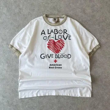 90s American Red Cross 링거 티셔츠 빈티지