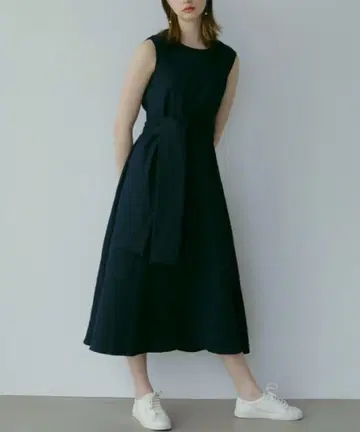 HALUHIROINE 코튼 자카드 2way 드레스 네이비