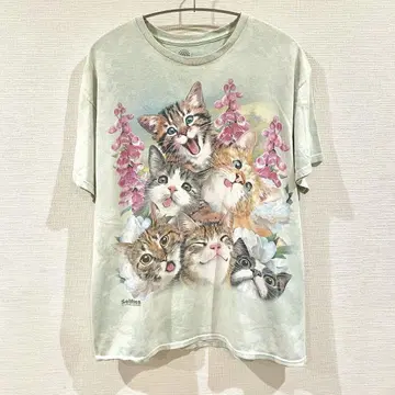 THE MOUNTAIN 고양이 고양이 애니멀 타이다이 티셔츠