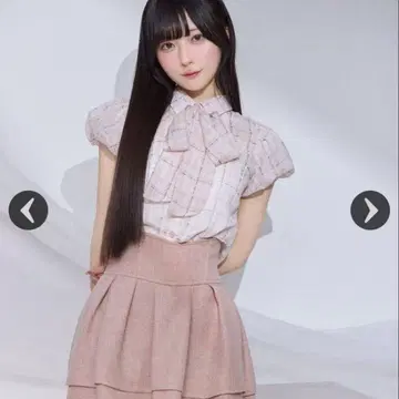 michellMacaron 체크 리본 블라우스