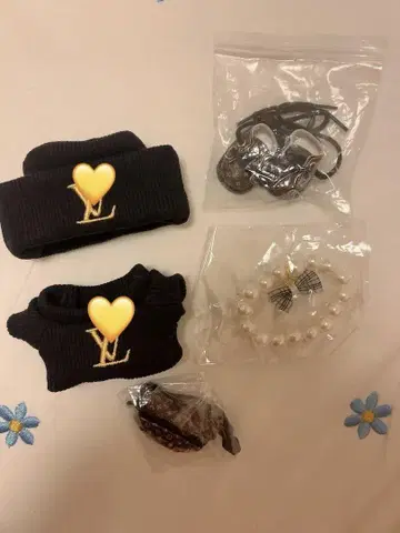 러브부 봉제 인형 의류 LV 자수 블랙 5종 세트