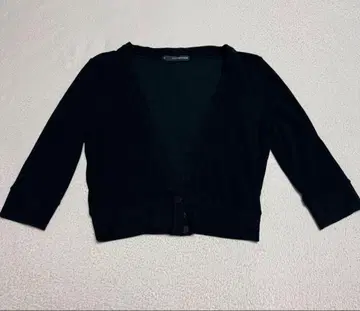 블랙 5부 소매 가디건