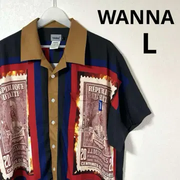 WANNA WANA STAMP SHIRTS 올 패턴 반팔 셔츠 L