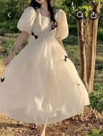 아이보리 티어드 드레스 반팔