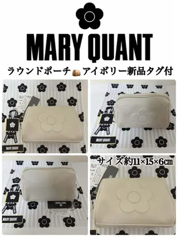 MARY QUANT 라운드 파우치 아이보리 택 포함 새상품