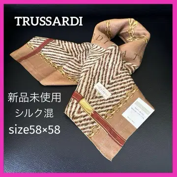미사용 새상품 TRUSSARDI 실크 헤링본 패턴 스카프