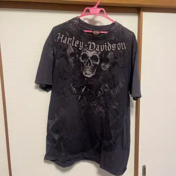 할리데이비슨 스컬 프린트 티셔츠 그레이