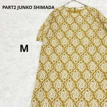 JUNKO SHIMAD 반팔 원피스 튜닉 머스타드 꽃무늬