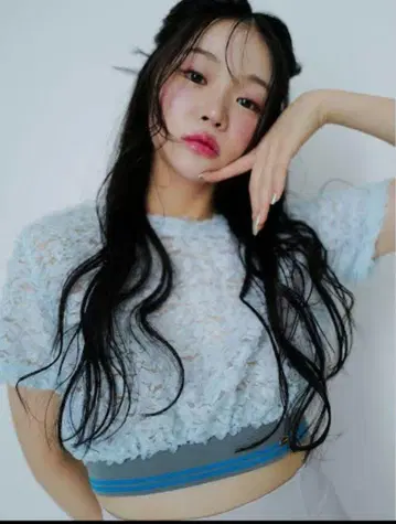 lily brown 허리 리브 탑 블루