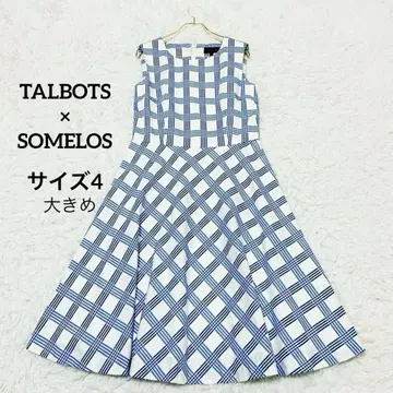 TALBOTS 소메로스 체크 무늬 원피스 XL 상당 A 라인 플레어