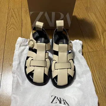 ZARA 구르카 샌들 베이지 36 가죽 샌들