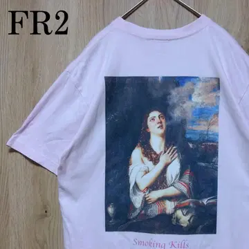 FR2 구제 의류 티셔츠 스모킹 킬즈 빅 프린트 마리아 핑크