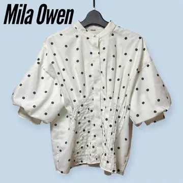Mila Owen 도트 무늬 반팔 셔츠 새상품급 화이트