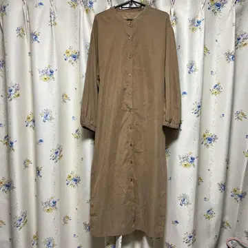 브라운 긴팔 버튼 셔츠 원피스 빅 사이즈 3L