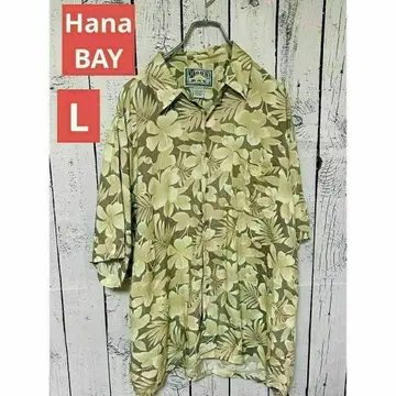 61 알로하 셔츠 레이온 반팔 패턴 셔츠 오버 사이즈 옅은 핑크 L