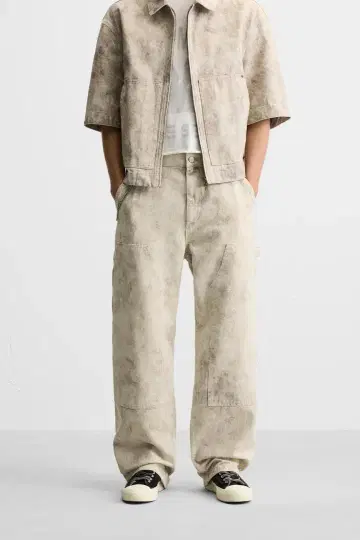 ZARA 자라 추상 프린트 카펜터 팬츠 EU40 완판템