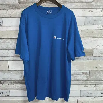 Champion 80's 파랑 자수 택 미디엄 티셔츠 sizeL USA제