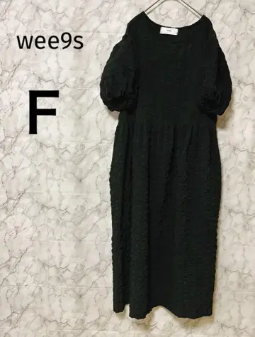 wee9s 위크스 반팔 롱 원피스 벌룬 소매 개더링