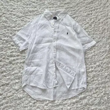 현행 택 폴로 랄프로렌 린넨 반팔 화이트 셔츠 L