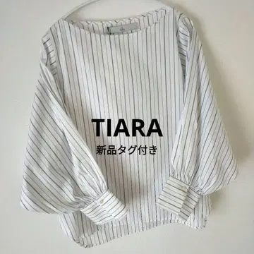 TIARA 택 포함 스트라이프 블라우스