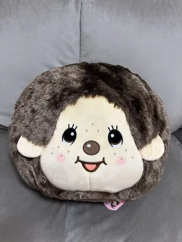 몬치치 페이스 BIG 봉제 인형 쿠션 브라운
