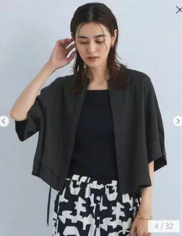 그린 라벨 시어 밴드 카라 셔츠 블랙