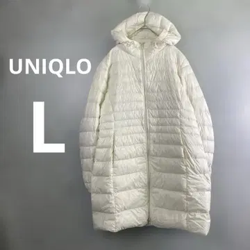 유니클로 다운 코트 후드 L 아이보리