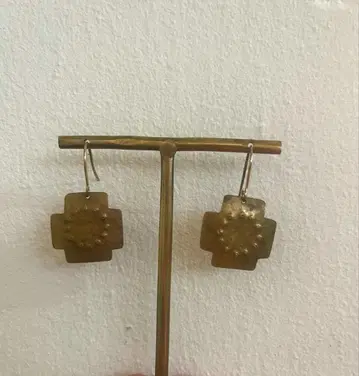 놋쇠 귀걸이 크로스 후크
