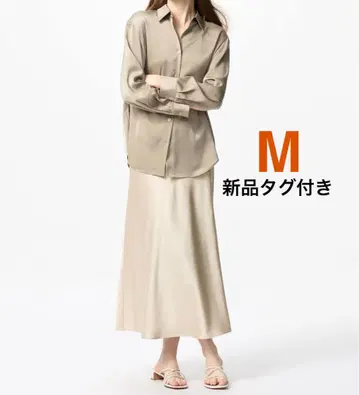 "새상품" 유니클로 새틴 스커트 내추럴 M 사이즈 UNIQLO