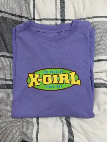 X-girl 롱 T 퍼플 로고 긴팔 티셔츠