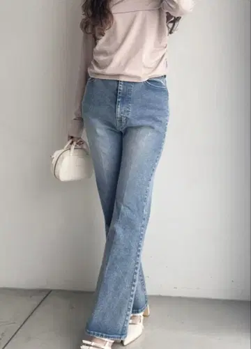 NICE CLAUP 슬림 레그 스트레치 데님 팬츠 블루 M 사이즈