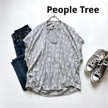 People Tree 오가닉 코튼 로고 티셔츠 루즈한 실루엣